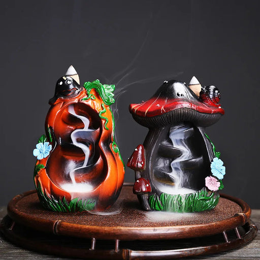 1pc Resin Waterfall Incense Burner Halloween Pumpkin Backflow Incense Burner Home Decor Home Aromatherapy (Without Incense)-Health Wisdom™