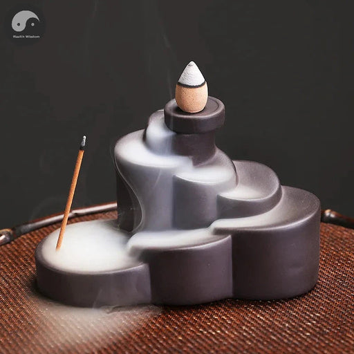 1pc, Simple Cylindrical Shape Ceramic Backflow Incense Burner Incense Stick Holder Purple Clay Censer Office Tea House Decorate-Health Wisdom™