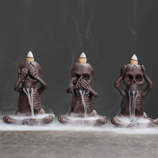 1pc Waterfall Incense Burner Halloween Skeleton Backflow Incense Burner Home Decor Creative Aromatherapy Gift (Without Incense)-Health Wisdom™