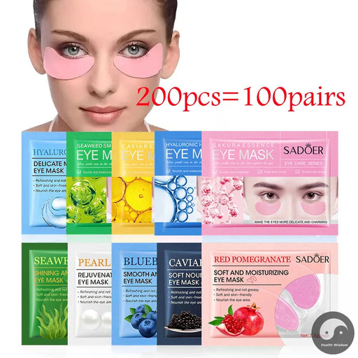 200pcs=100pairs Crystal Collagen Eye Mask Moisturizing Anti Dark Circles Eye Bags Anti-wrinkle Eye Patches Skin Care for Eyes-Health Wisdom™