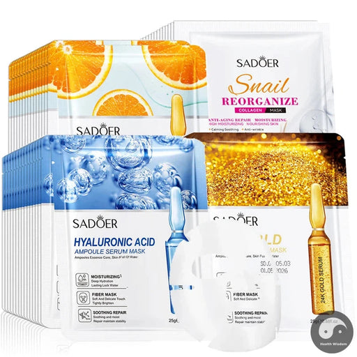 20pcs 24K Gold Vitamin C Hyaluronic Acid Face Mask Moisturizing skincare Anti Wrinkle Whitening Facial Masks Skin Care Products
