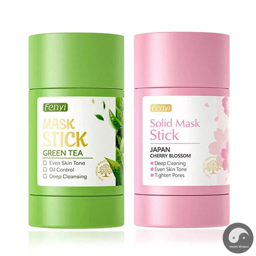 2pcs Green Tea Sakura Solid Facial Mask Stick Mud Masks Moisturizing Brightening Deep Cleaning Face Mask Skin Care Products