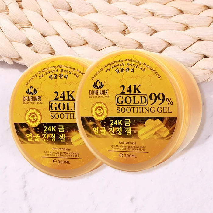 300ml 24K Gold Soothing Facial Gel Moisturizing Wrinkle Free Skin Care Lightening Oil-control Acido Clicolico Exfoliate Cream