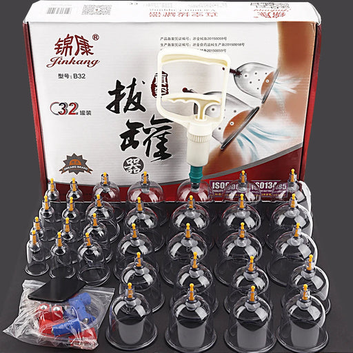 32 Pcs Vacuum Cupping Body Massager Suction Cups Jar Set Plastic Vacuum Suction Therapy Cupping Set Cans for Shoulder Massage-Health Wisdom™
