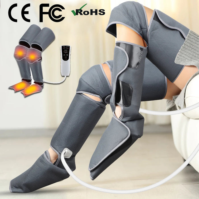 360° Air Pressure Calf Massager Leg Pressotherapy Foot Thigh Electric Shiatsu Kneading Heated Hot Compress Muscle Relax