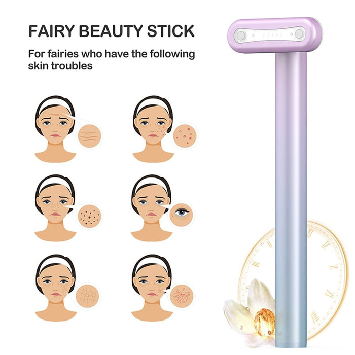 4 in 1 Facial Skincare Tool Red Light Therapy For Face Neck EMS Microcurrent Face Massage Anti-Aging Skin Tightening Beauty Wand