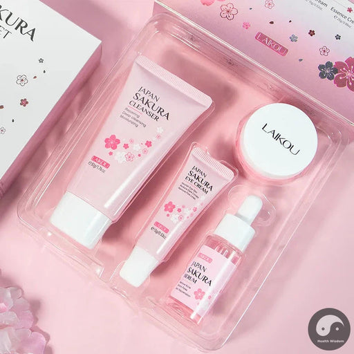 4pcs/set LAIKOU Sakura Skin Care Sets Face Cream Serum Eye Cream Facial Cleanser Moisturizing Anti-aging skincare Face Care Set-Health Wisdom™