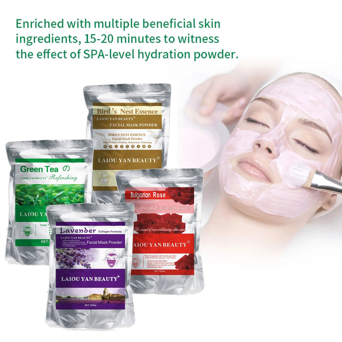 500g Pearl Whitening and Moisturizing Facial Mask Powder Green Tea Olives Lemon Natural Soft Jelly Powder Anti-wrinkle Skin Care-Health Wisdom™