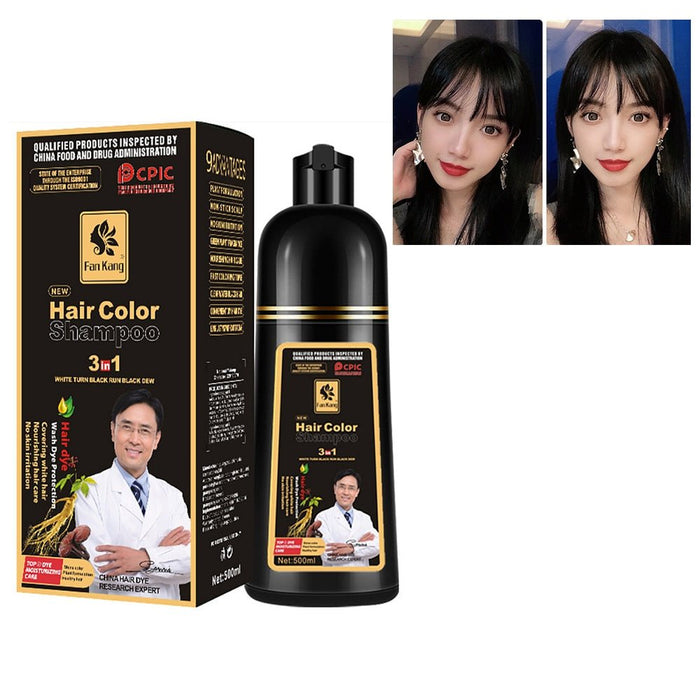 500ml Essence Black Hair Dye Shampoo Covering Hair Permanent Hair Color Dye Shampoo Natural Argan Oil Essence Instant-Health Wisdom™