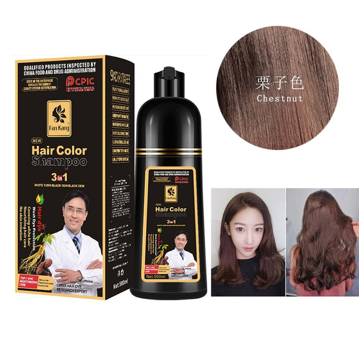 500ml Essence Black Hair Dye Shampoo Covering Hair Permanent Hair Color Dye Shampoo Natural Argan Oil Essence Instant-Health Wisdom™
