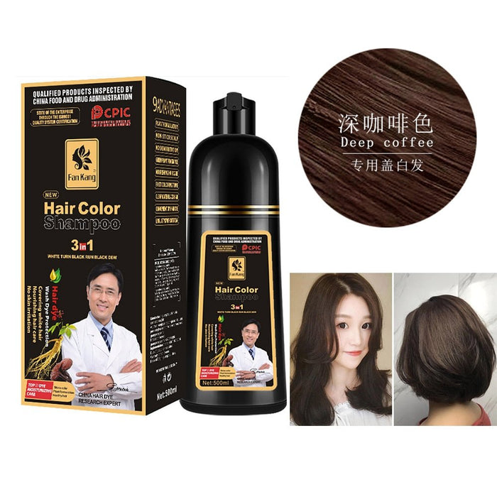 500ml Essence Black Hair Dye Shampoo Covering Hair Permanent Hair Color Dye Shampoo Natural Argan Oil Essence Instant