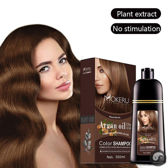 500ml Essence Black Hair Dye Shampoo Covering Hair Permanent Hair Color Dye Shampoo Natural Argan Oil Essence Instant