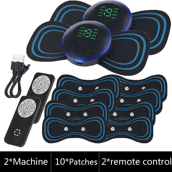 5Pcs EMS Mini Neck Massager Sticker Pulse Acupuncture Therapy Muscle Stimulate Leg Arms Cervical Back Body 8 Modes LCD Display-Health Wisdom™