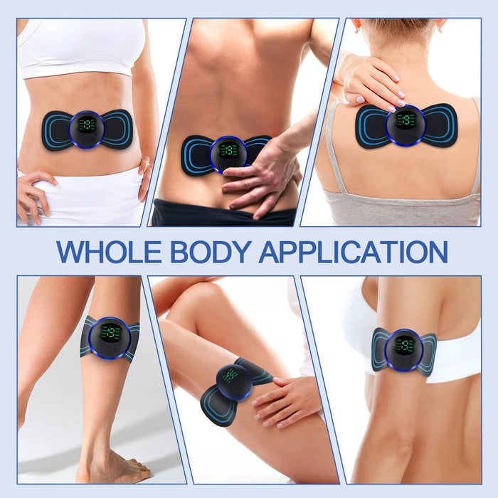 5Pcs EMS Mini Neck Massager Sticker Pulse Acupuncture Therapy Muscle Stimulate Leg Arms Cervical Back Body 8 Modes LCD Display