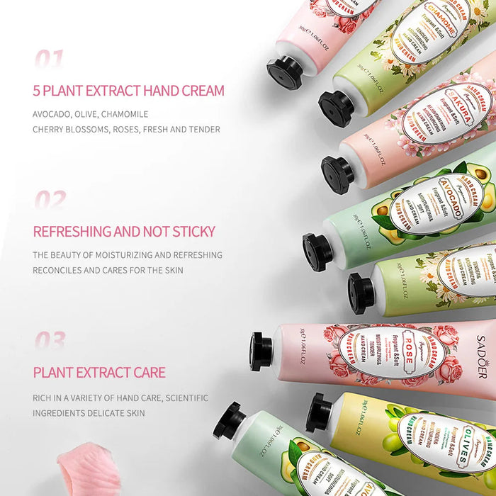 5Pcs/Lot Fruit Plant Extract Fragrance Hand Cream Set Moisturizing Repair Anti Dry Hand Lotion Sets Hands Skin Care Products-Health Wisdom™
