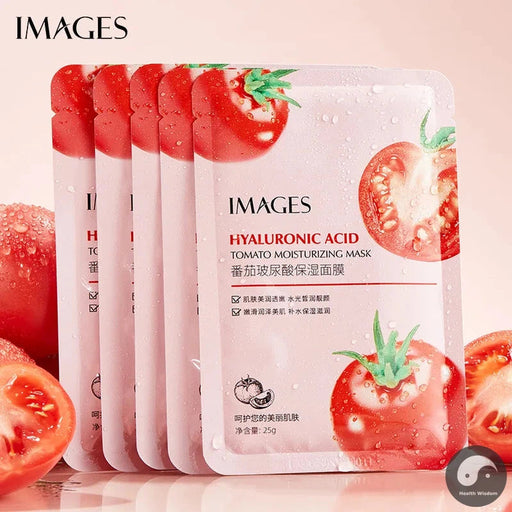 5pcs IMAGES Tomato Hyaluronic Acid Face Masks Sheet Mask Facial Moisturizing Refreshing Anti-aging Skin Care Korean Facial Masks
