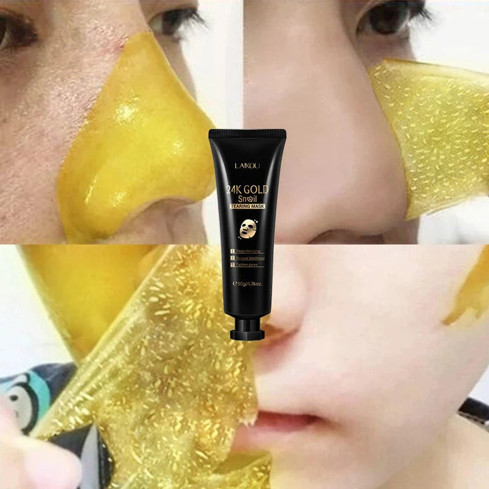 5pcs LAIKOU 24K Gold Snail Collagen Facial Peeling Mask Face skincare Remove Blackhead Anti-aging Facial Peel Off Mask Skin Care-Health Wisdom™