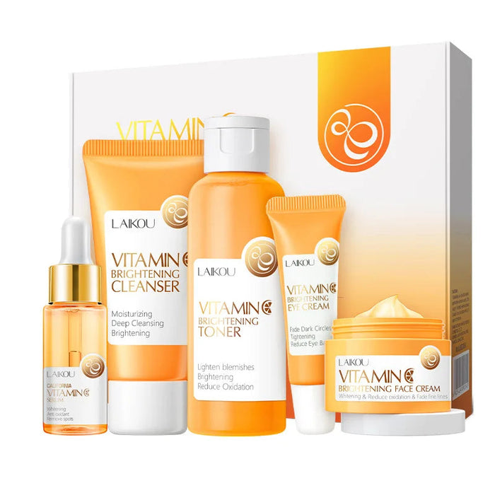5pcs LAIKOU Vitamin C Skin Care Sets Face Cream Facial Cleanser Essence Toner Eye Cream Moisturizing Anti-wrinkle Face Care-Health Wisdom™