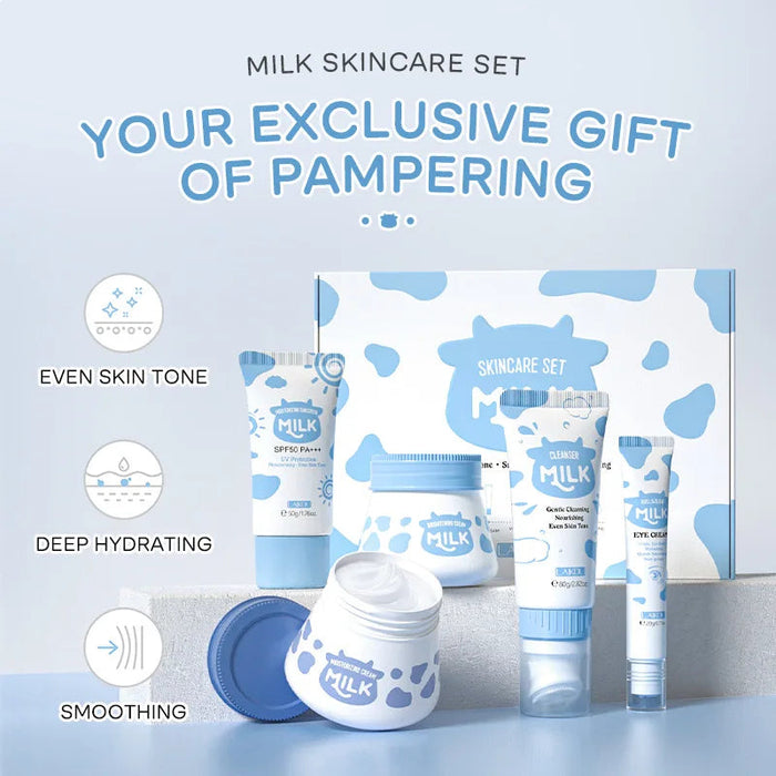 5pcs/Set LAIKOU Milk Skin Care Sets Sunscreen Facial Cleanser Face Whitening Creams Eye Cream Moisturizing Face Care Kit-Health Wisdom™