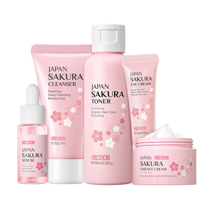 5pcs/set LAIKOU Sakura Face Care Sets Moisturizing Anti-aging Face Eye Cream Serum Toner Facial Cleanser Skin Care Products-Health Wisdom™