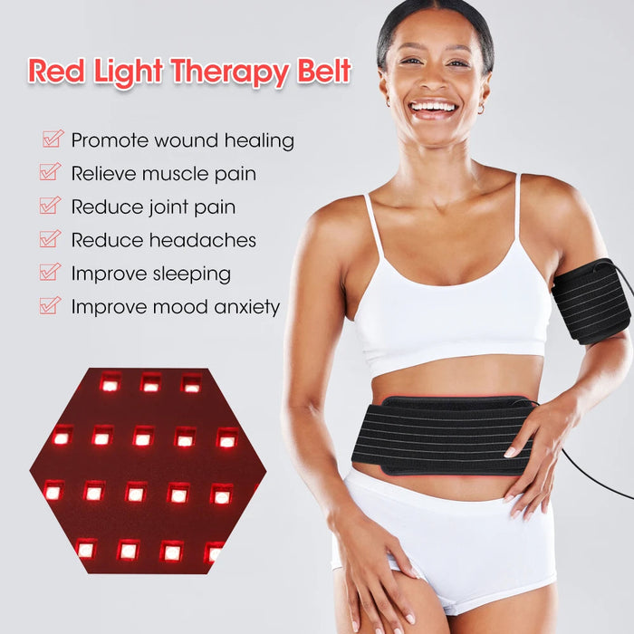 60 LED Red Light Therapy Pad 660nm 850nm Infrared Heated Physiotherapy Belt Strap Body Joint Arthritis Pain Relief Waist Back-Health Wisdom™