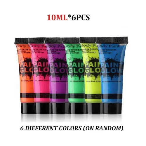 6/24pcs Body Art Paint Neon Fluorescent Party Festival Halloween Cosplay Makeup Party Tools Kids Face Paint UV Glow Painting-Health Wisdom™
