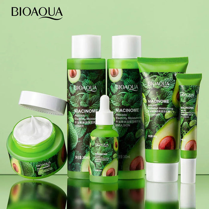 6pcs/set BIOAQUA Avocado Skin Care Sets Face Cream Essence Toner Serum Facial Cleanser Moisturizing Nourishing Face Care Set-Health Wisdom™