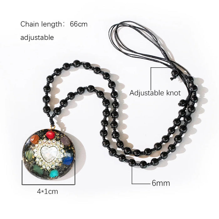 7 Chakra Orgone Pendant Heart Energy Necklace Obsidian Reiki Healing Crystal Orgonite Necklace Yoga Jewelry-Health Wisdom™