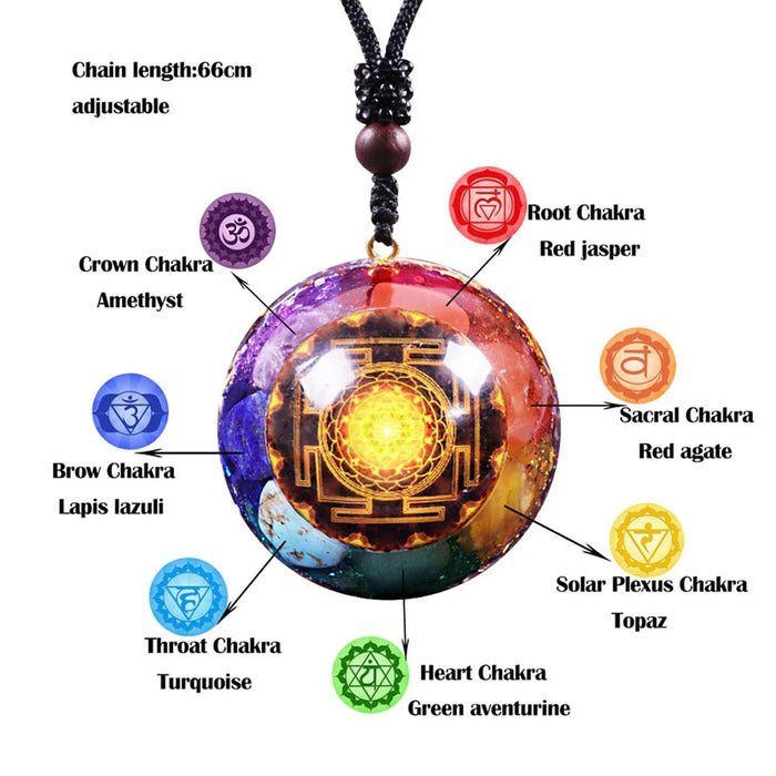7 Chakra Reiki Healing Orgone Gemstone Crystals Chakra Orgonite Pendant Necklace For Good Luck Yoga Meditation Protection-Health Wisdom™