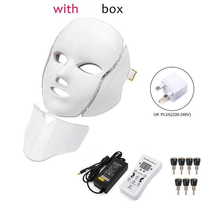 7 Color LED Facial Mask w/ Neck Face Care Treatment Beauty Anti Acne Korean Photon Therapy Face Whiten Skin Rejuvenation Machine
