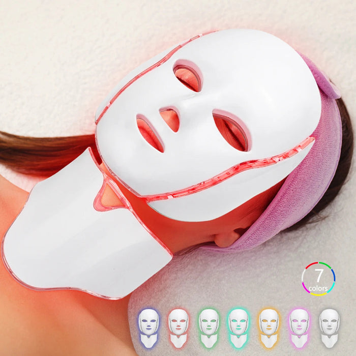7 Color LED Facial Mask w/ Neck Face Care Treatment Beauty Anti Acne Korean Photon Therapy Face Whiten Skin Rejuvenation Machine