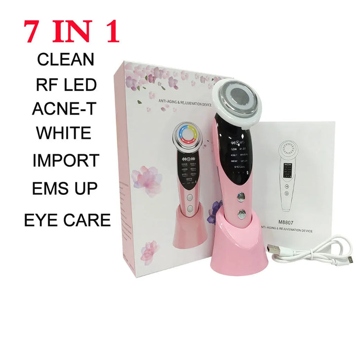 7 in 1 Face Lift Machine Facial Massager RF EMS Microcurrent Red Light Skin Rejuvenation Beauty Skin Care Tightening Wrinkles
