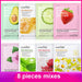 8 Pieces Strawberry Facial Mask Sheets Chamomile Pomegranate Cucumber Plant Fruit Masks for Oil Control Anti-wrinkle Anti-aging