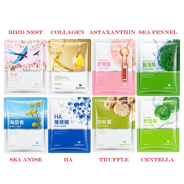 8pcs Natural Plant Face Mask Beauty Skincare Masks Moisturizing Anti Aging Hydrating Facial Mask Face Care Korean Cosmetics-Health Wisdom™