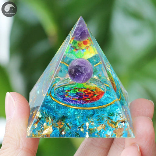 A02 Energy Pyramid Orgonite Crystals Stone Orgone Pyramid Natural Amethyst Peridot Reiki Chakra Energy Generator Meditation Tool-Health Wisdom™