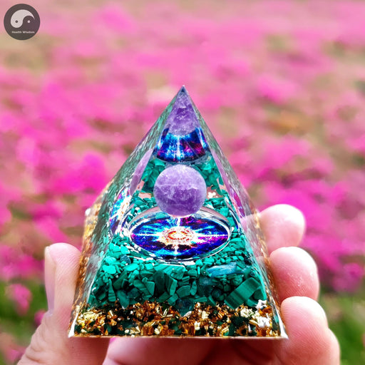 A05 Energy Pyramid Orgonite Crystals Stone Orgone Pyramid Natural Amethyst Peridot Reiki Chakra Energy Generator Meditation Tool-Health Wisdom™