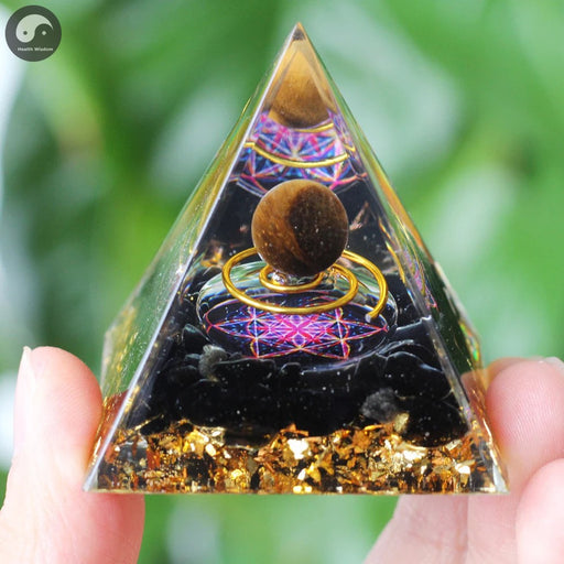 A06 Energy Pyramid Orgonite Crystals Stone Orgone Pyramid Natural Amethyst Peridot Reiki Chakra Energy Generator Meditation Tool-Health Wisdom™