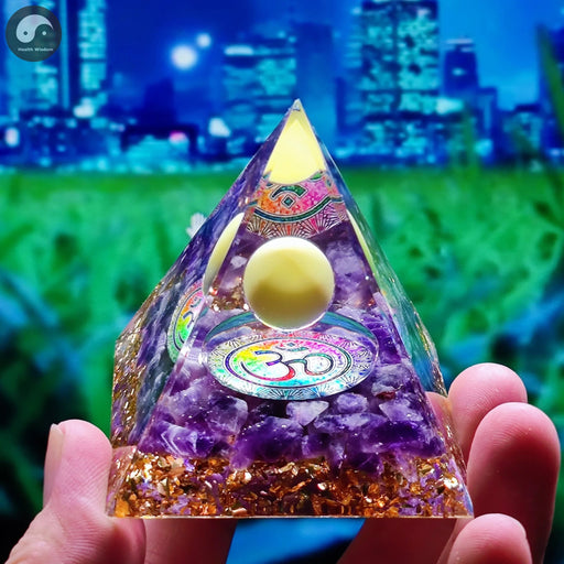 A19 Energy Pyramid Orgonite Crystals Stone Orgone Pyramid Natural Amethyst Peridot Reiki Chakra Energy Generator Meditation Tool-Health Wisdom™