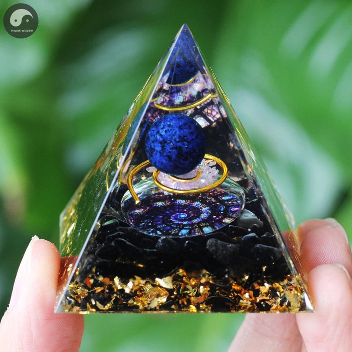 A26 Energy Pyramid Orgonite Crystals Stone Orgone Pyramid Natural Amethyst Peridot Reiki Chakra Energy Generator Meditation Tool-Health Wisdom™