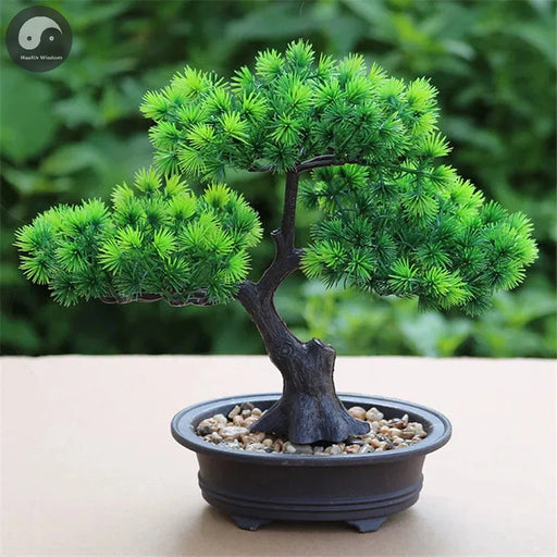 Artificial Flower Bonsai Green Plant Zen Simulated Tree Pine Potted Flower Pot Desktop Decoration Fengshui Decor Plant Viewing-Health Wisdom™