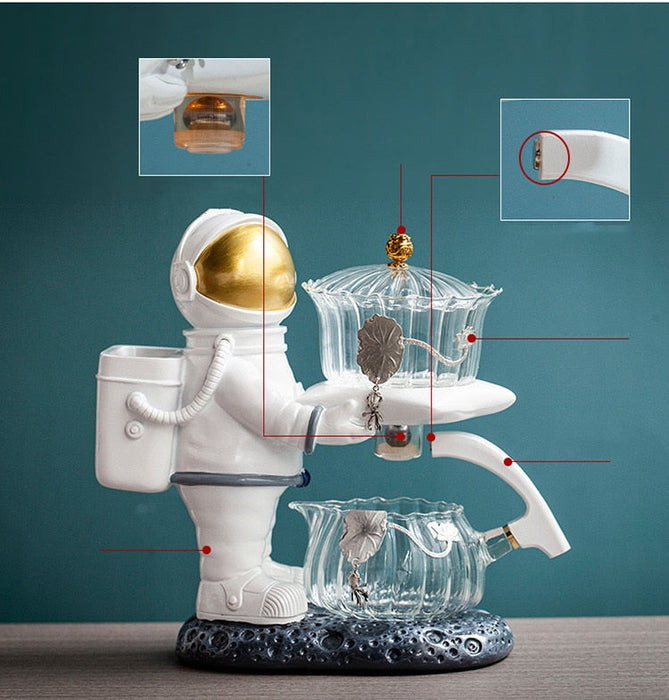 Astronaut Creative Fish Magnetic Teapot Glass Lazy Automatic Tea Making Household Pu&#39;er Oolong Tea Set Infuser Drinking-Health Wisdom™