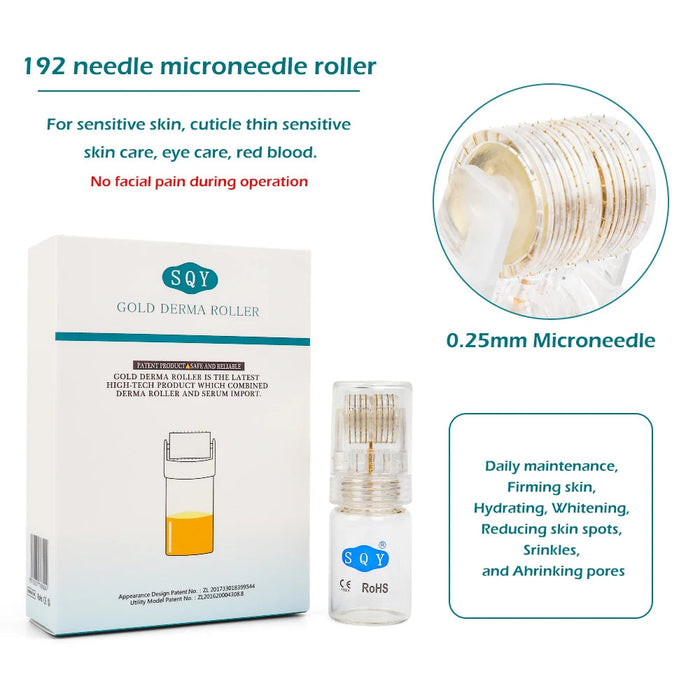 Best Derma Roller Titanium Tips Microneedle 0.25mm Automatic Gold Derma Stamp Skin Care Anti Aging Serum Injection Reusable