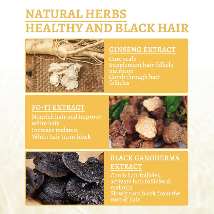 Black Reishi Extract Anti-white Hair Essence White Turn Black Black Hair Essence Black Repair Damaged Hair Hair Growth Liquid-Health Wisdom™