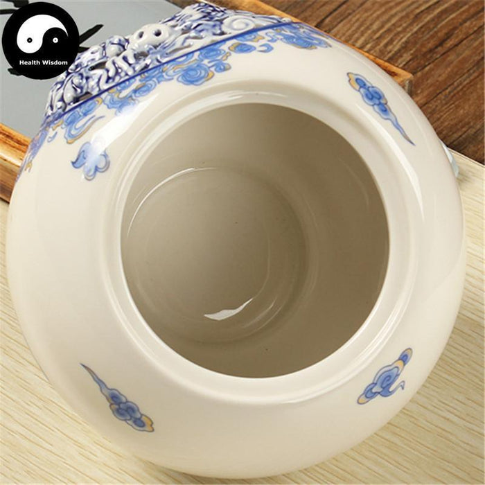 Bule And White Ceramic Loose Leaf Tea Storage 200g 茶叶罐