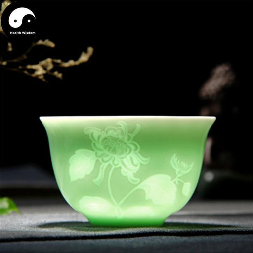 Celadon Ceramic Tea Cups 100ml*2pcs 菊-Health Wisdom™