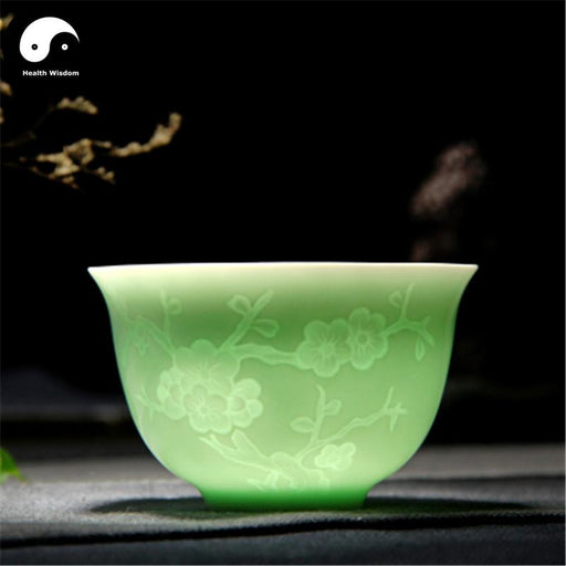 Celadon Ceramic Tea Cups 100ml*2pcs 梅-Health Wisdom™