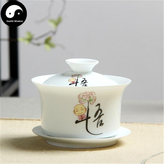 Ceramic Gaiwan Tea Cup 170ml 盖碗 白瓷 悟-Health Wisdom™