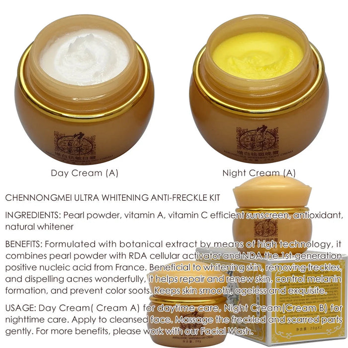 Chinese herbal whitening anti-freckle kit 20g day and 20g night skin cream-Health Wisdom™