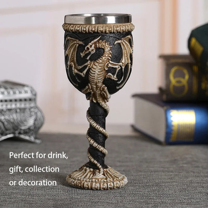 Coolest Gothic Resin Stainless Steel Dragon Skull Goblet Retro Claw Wine Glass Cocktail Glasses Whiskey Cup Party Bar Drinkware