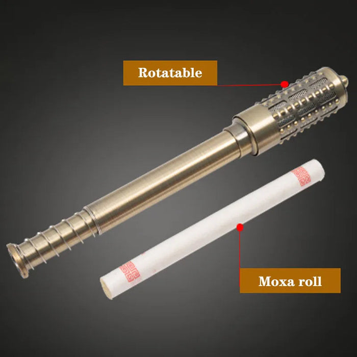 Copper Bar Moxibustion Tool Heating Acupuncture Point Warm Rolling Massage Therapy Device Chinese Medical Pure Moxa Stick-Health Wisdom™